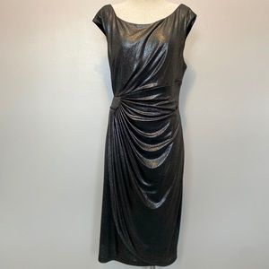 Connected Apparel Dark Gray Midi Dress